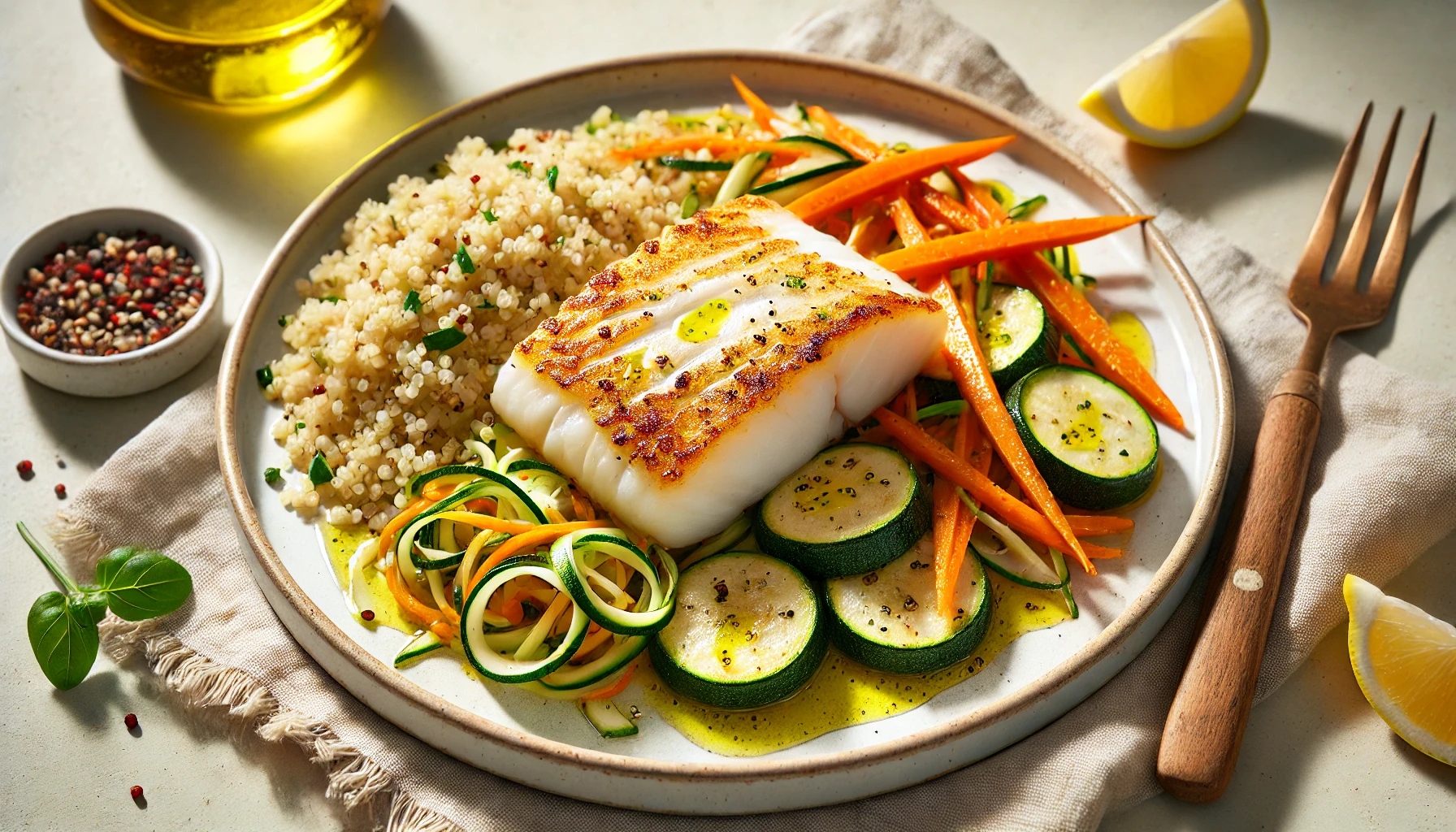 Lire la suite à propos de l’article Cabillaud au four, quinoa et julienne de légumes